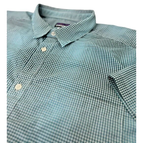 Patagonia Green Plaid Short Sleeve Button Up Shirt Pocket Collared Men's XL - Picture 1 of 7